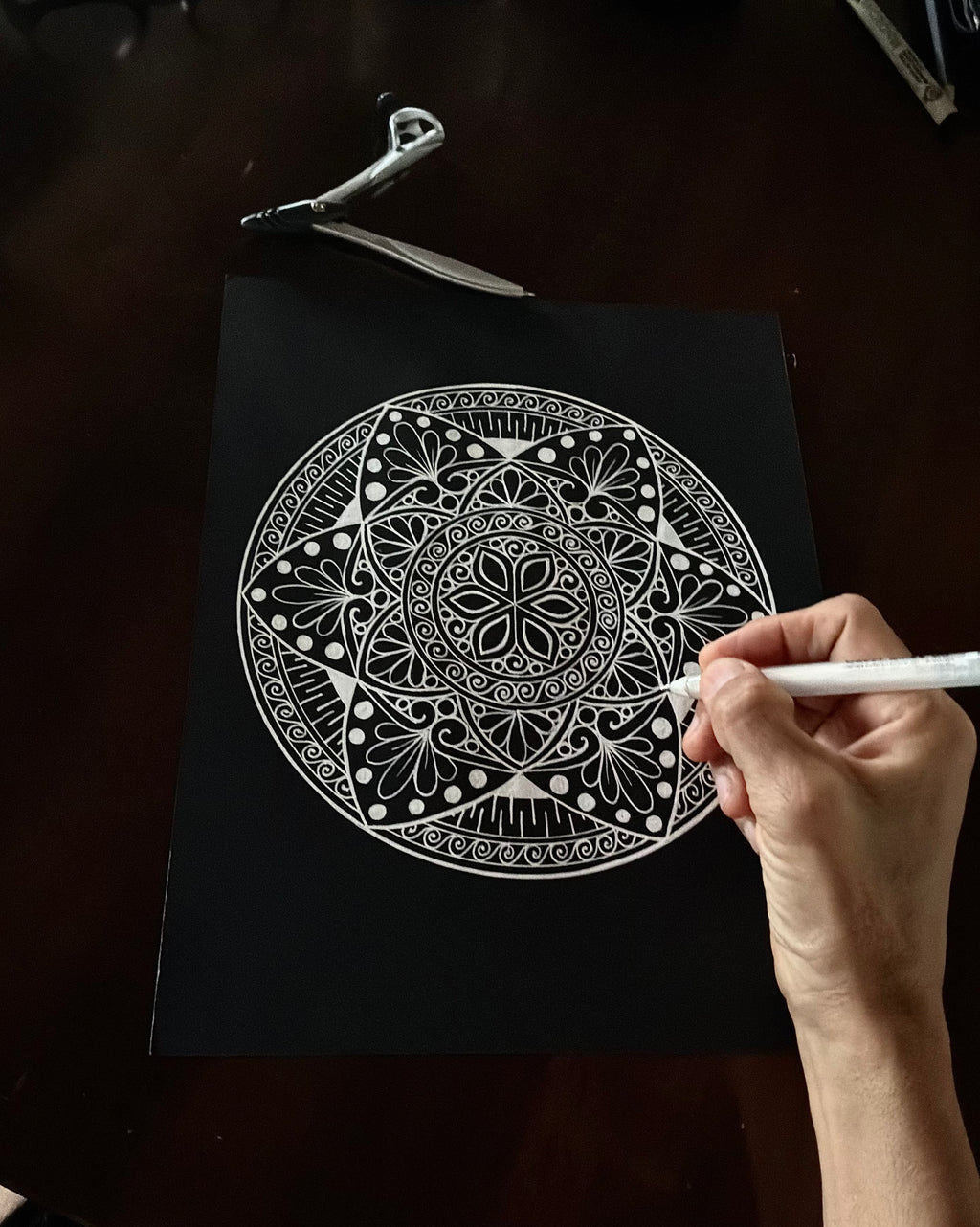 Hand-drawn mandala art process cosmos design mandalabydrika