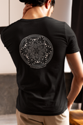 Cosmos Mandala T-Shirt black hand-drawn back view mandalabydrika