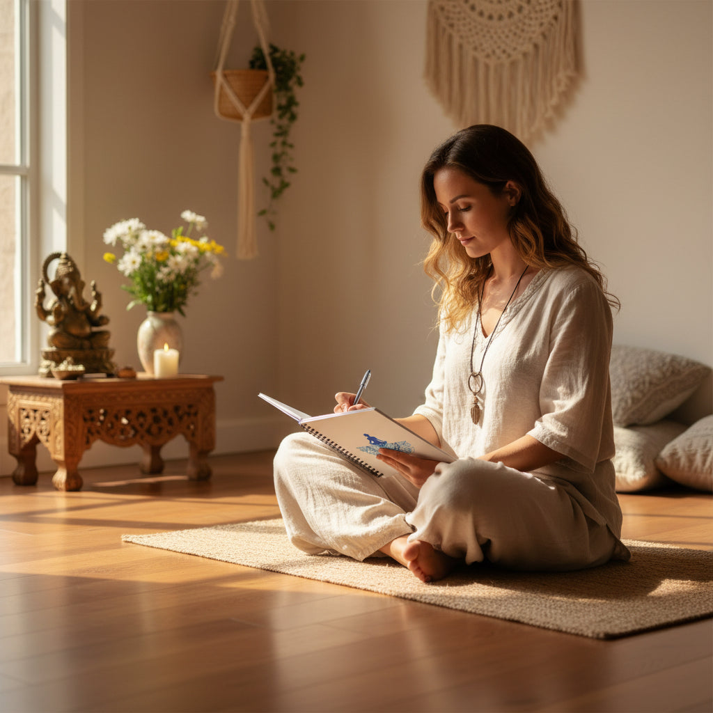 Meditation Mandala Notebook, lifestyle photo