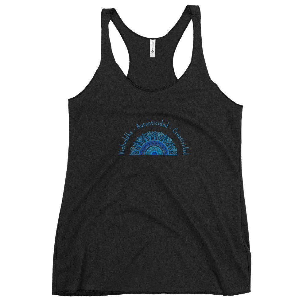 Black Vishuddha t-shirt with hand-drawn throat chakra mandala